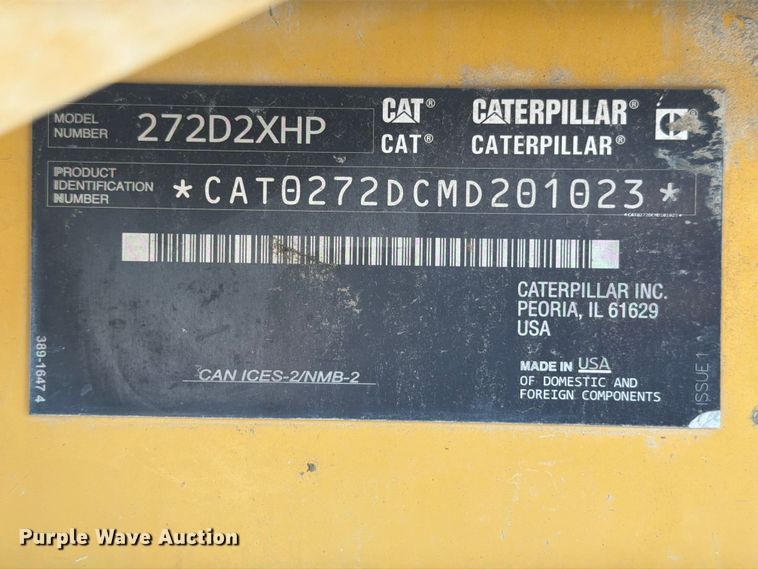 image for item ED5339 2019 Caterpillar 272D2 XHP skid steer loader