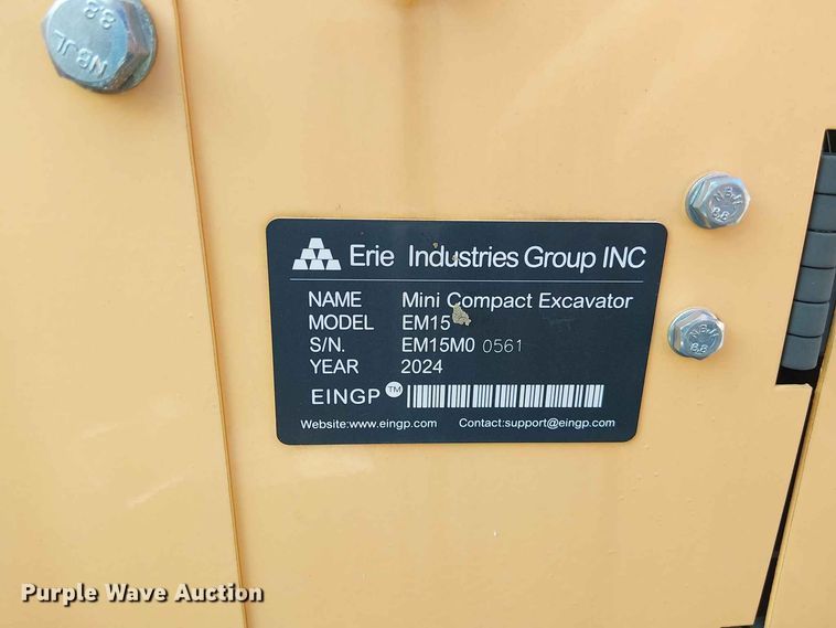 image for item EE1485 2024 Erie Industries EM15 mini excavator