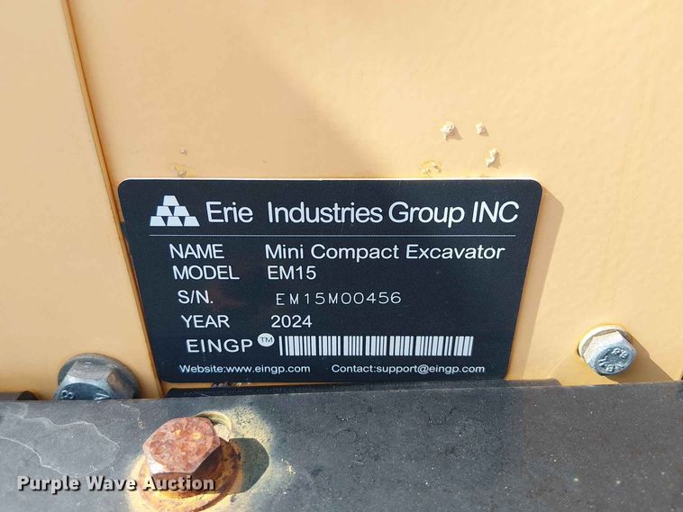 image for item EE1489 2024 Erie Industries EM15 mini excavator