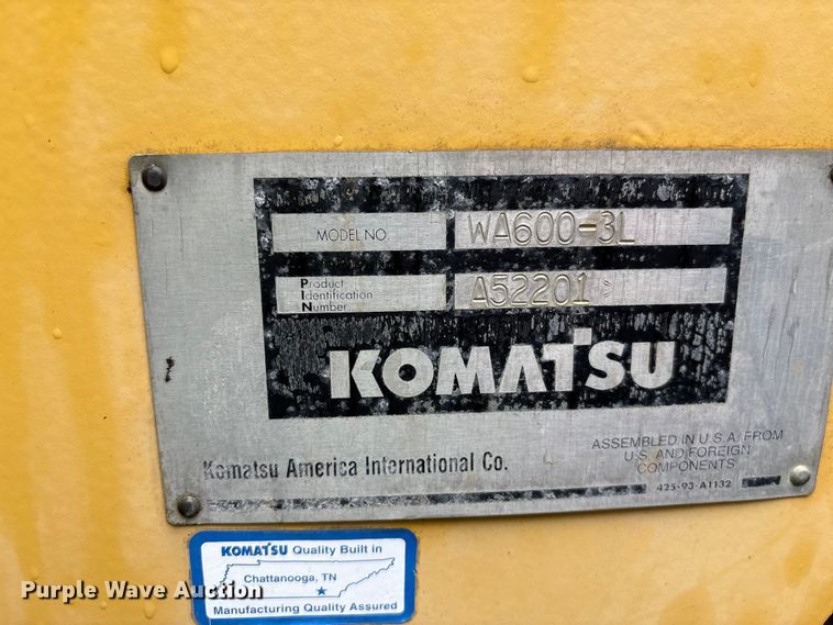 image for item EF1233 2001 Komatsu WA600-3L wheel loader