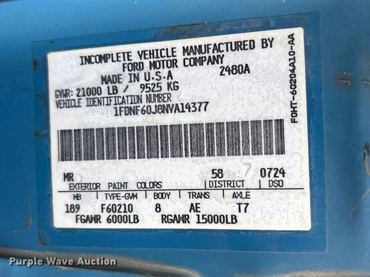 image for item EG9133 1992 Ford F600 sewer jetter truck