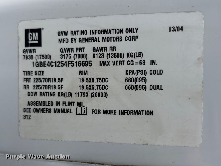 image for item EG9135 2004 Chevrolet C4500 dump truck