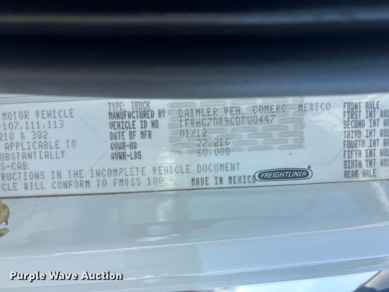 image for item EG9175 2012 Freightliner Business Class M2 crane truck