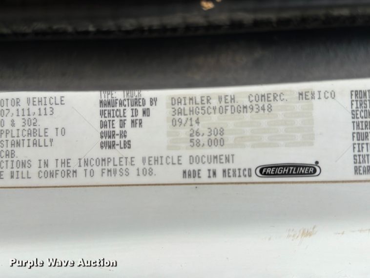 image for item EG9228 2015 Freightliner 108SD grapple truck