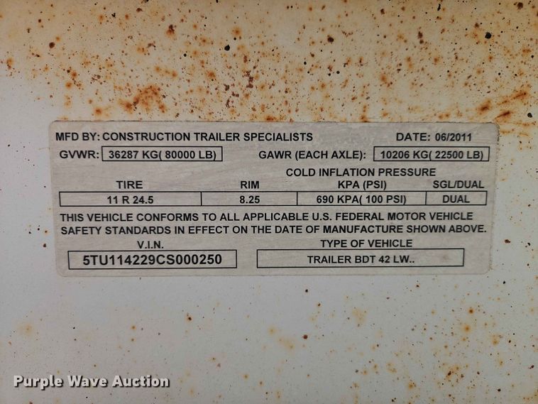 image for item EO7499 2012 Construction Trailer Specialists bottom dump trailer