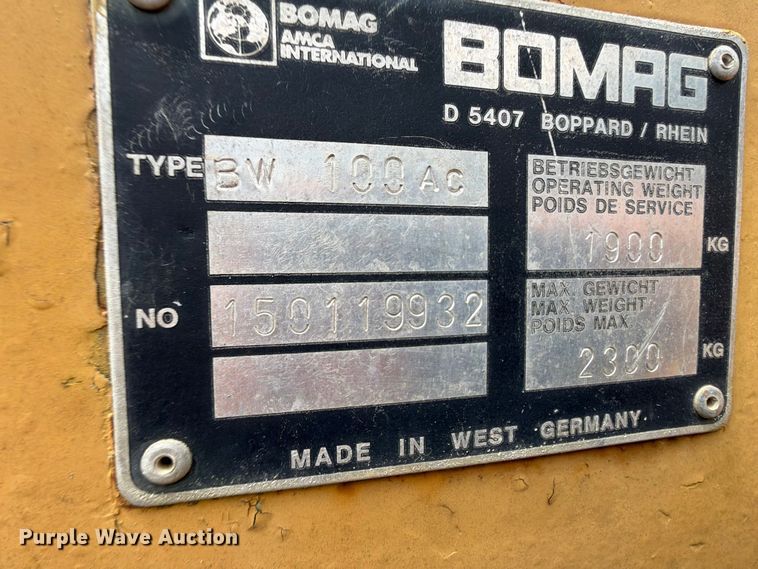 image for item EQ8034 Bomag BW 100AC double drum vibratory roller