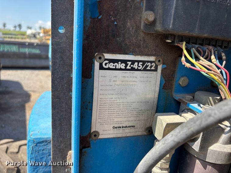 image for item ER3038 1995 Genie Z-45/22 boom lift