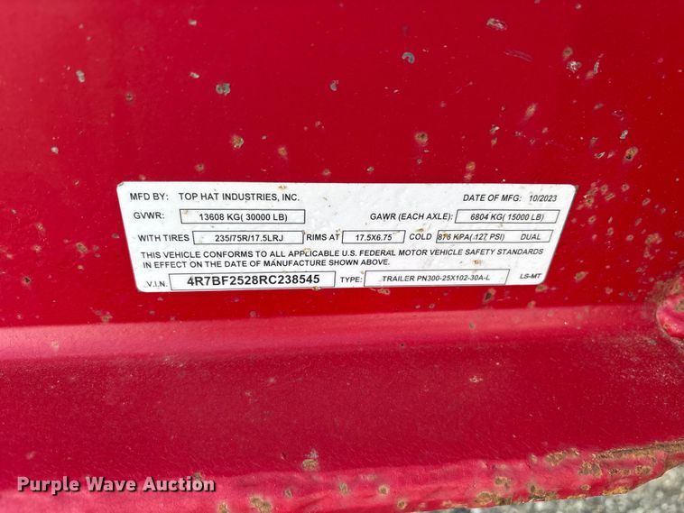 image for item ET2220 2024 Top Hat Industries PN300-25X102-30A-L equipment trailer