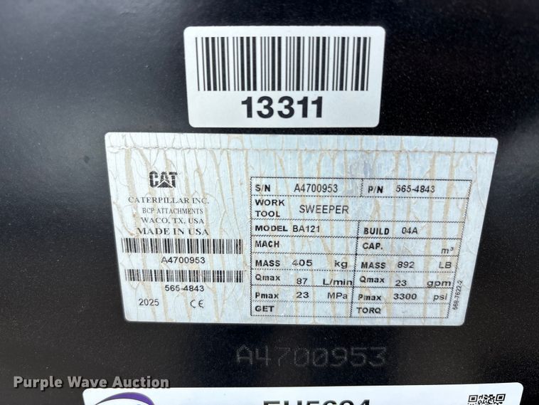 image for item EU5694 2025 Caterpillar BA121 skid steer broom