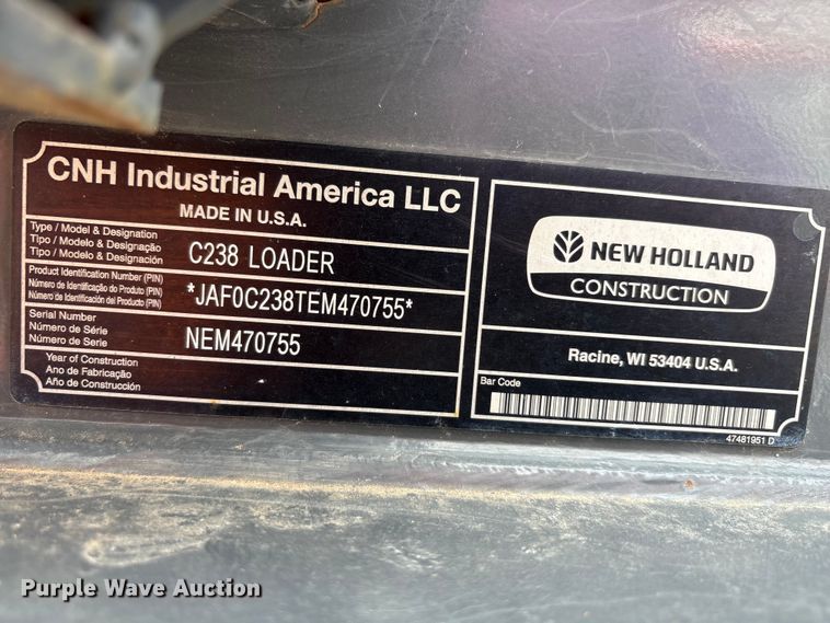 image for item EU5711 2014 New holland C238 tracked skid steer loader