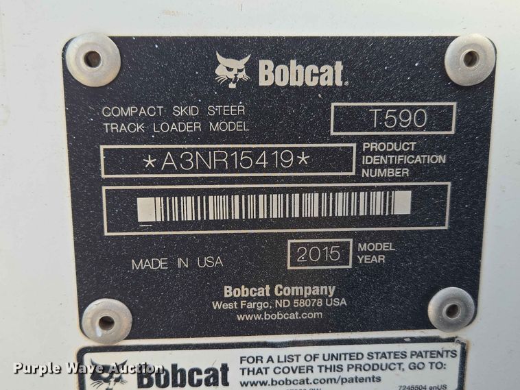 image for item EW0307 2015 Bobcat T590 tracked skid steer loader