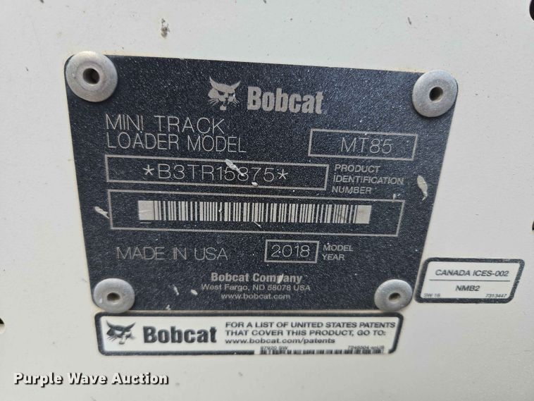 image for item EW0308 2018 Bobcat MT85 compact utility loader