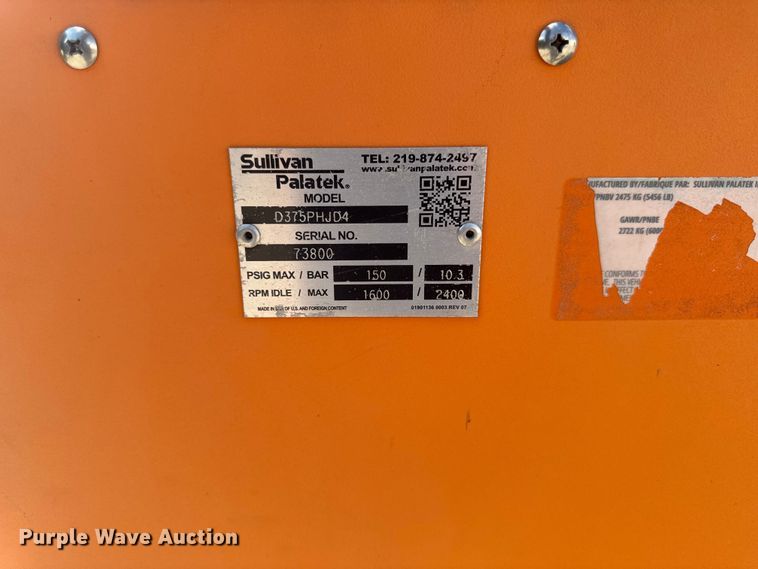 image for item FB5718 Sullivan Palatek D375H air compressor
