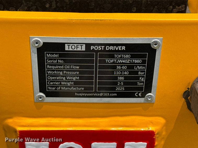 image for item FB6870 Toft TOFT680 skid steer post driver