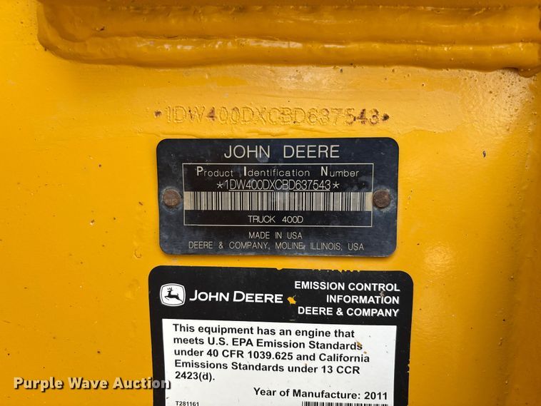 image for item FC1685 2011 John Deere 400D articulated haul truck