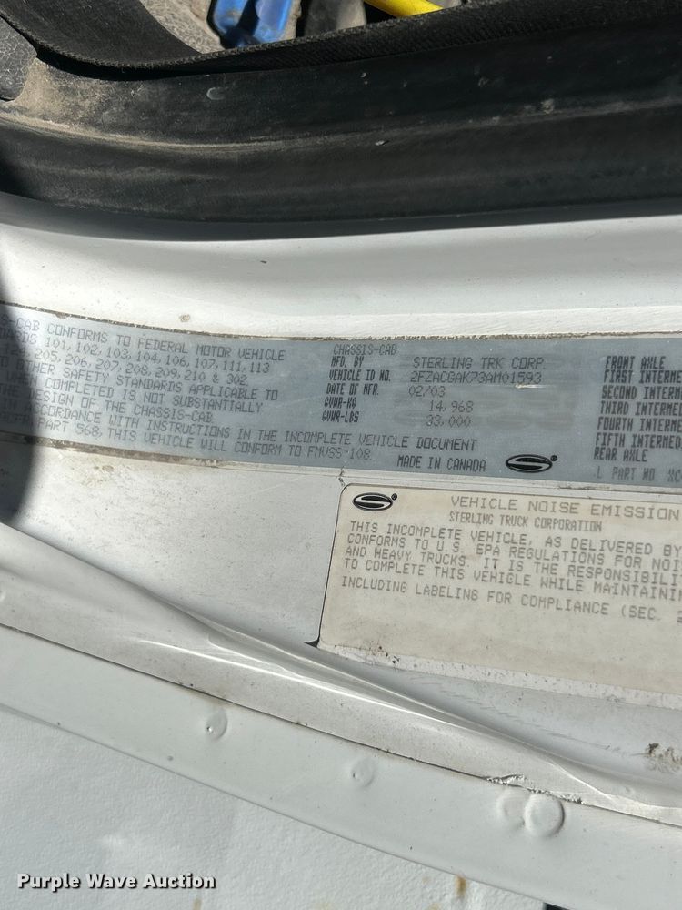 image for item FC2764 2003 Sterling Acterra crane truck