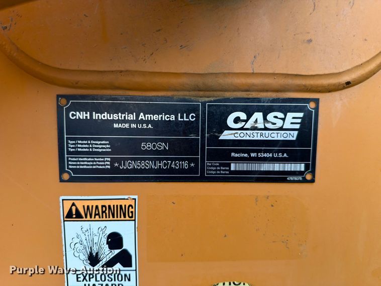 image for item FC3188 2017 Case 580 Super N backhoe