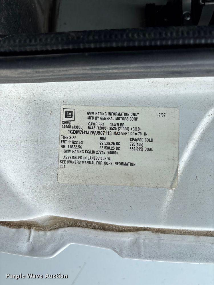 image for item FC5929 1998 GMC C7 utility / service truck