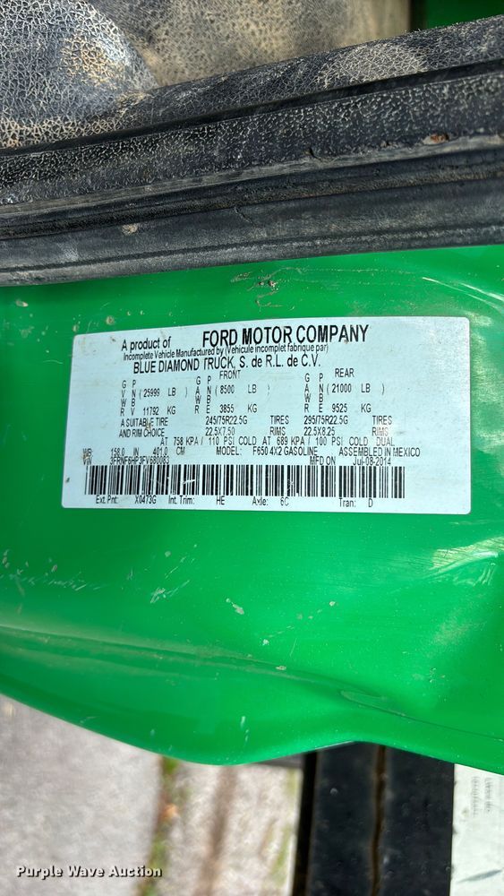 image for item FG0464 2015 Ford F650 Super Duty dump truck