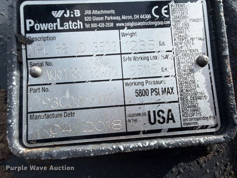 image for item NA9488 2018 JRB PowerLatch quick coupler