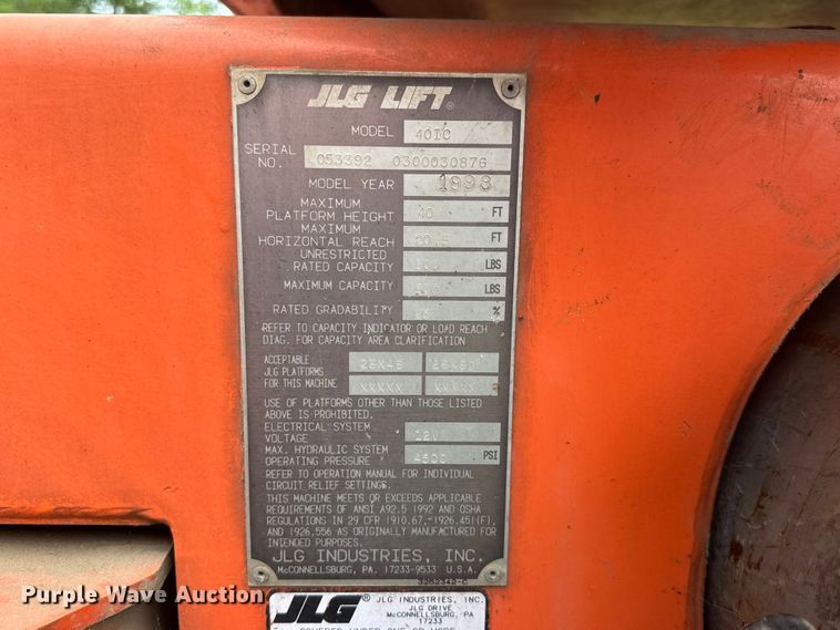 image for item NA9496 1998 JLG 40IC boom lift