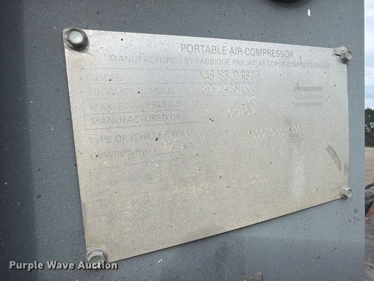 image for item NA9508 2012 Atlas Copco XAS 185 JD RSC air compressor