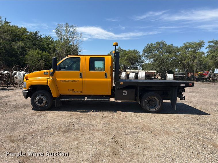 image for item NJ9043 2007 Chevrolet C4500 Crew Cab dump flatbed truck