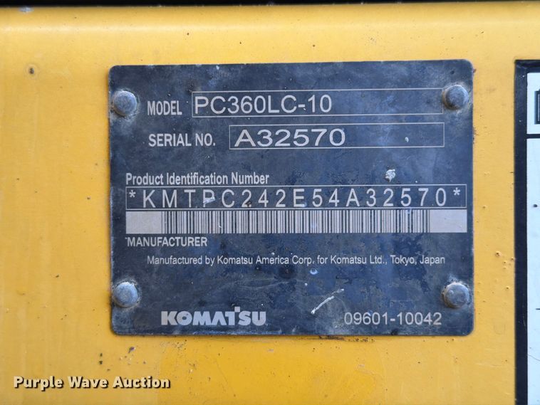 image for item NJ9067 2012 Komatsu PC360LC-10 excavator