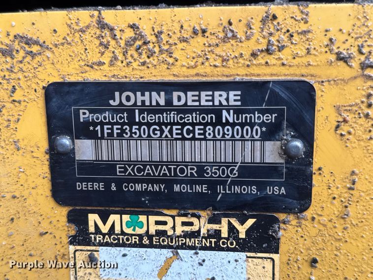 image for item NJ9070 2012 John Deere 350G LC excavator