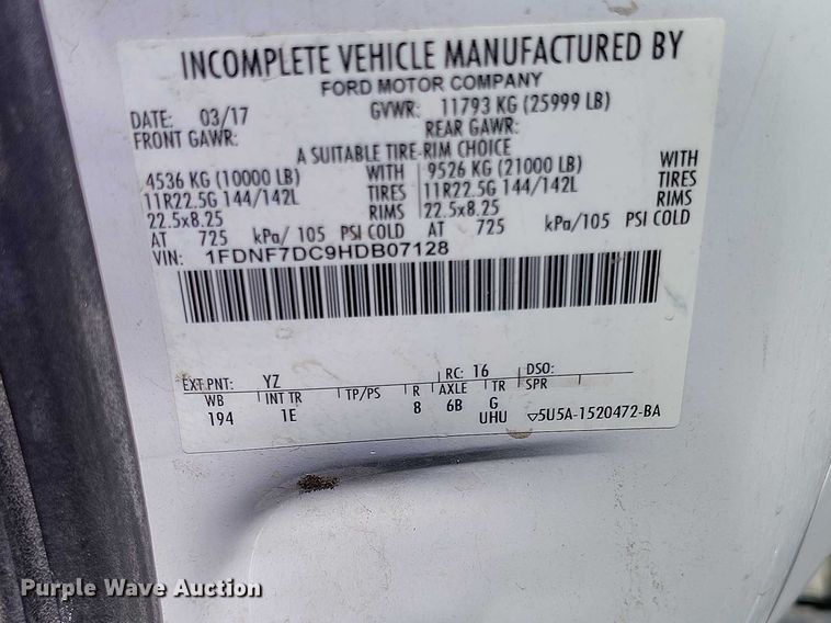 image for item YA2834 2017 Ford F750 Super Duty forestry bucket truck