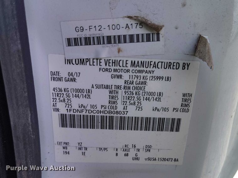 image for item YA2835 2017 Ford F750 Super Duty forestry bucket truck