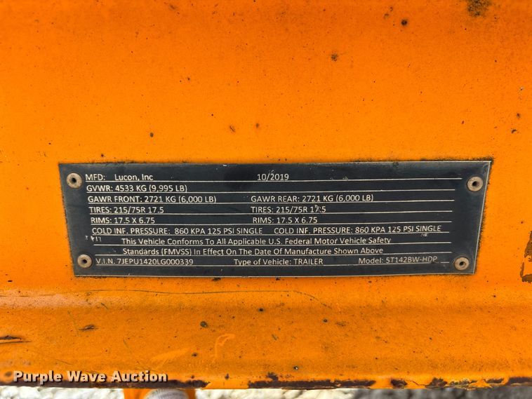 image for item YA3087 2020 Lucon 5T142BW-HDP equipment trailer