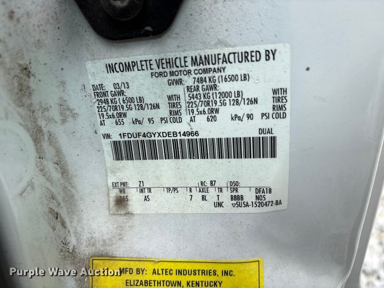 image for item YA3112 2013 Ford F450 Super Duty  utility / service truck
