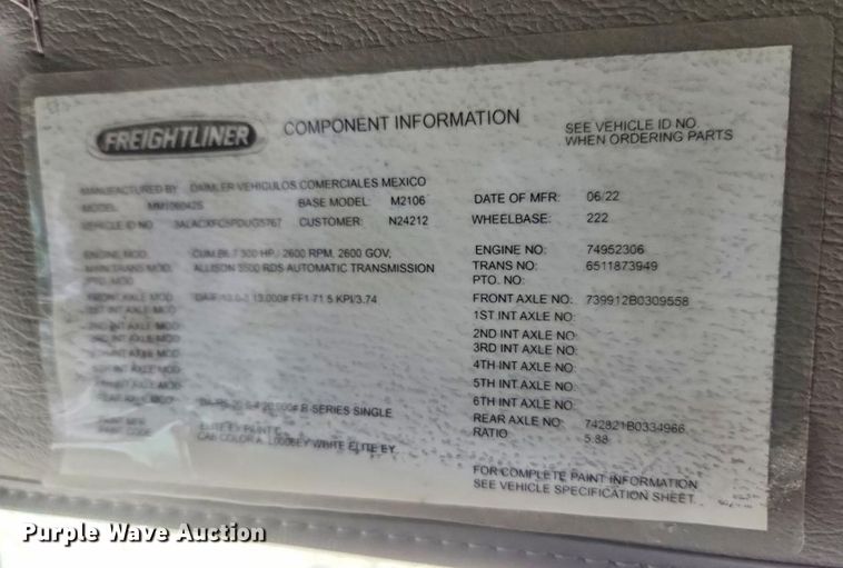 image for item YA3164 2023 Freightliner Business Class M2 bucket truck