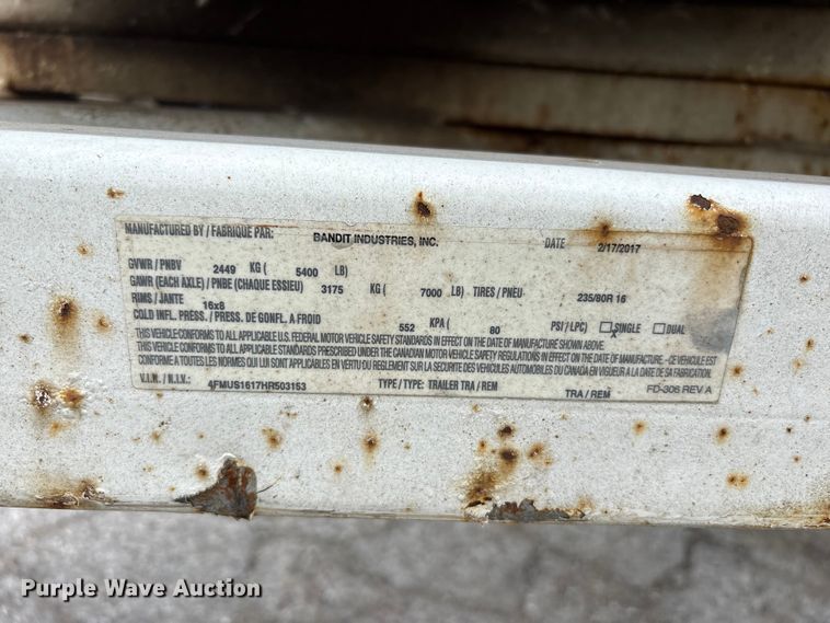 image for item YA3194 2017 Bandit 200UC wood chipper