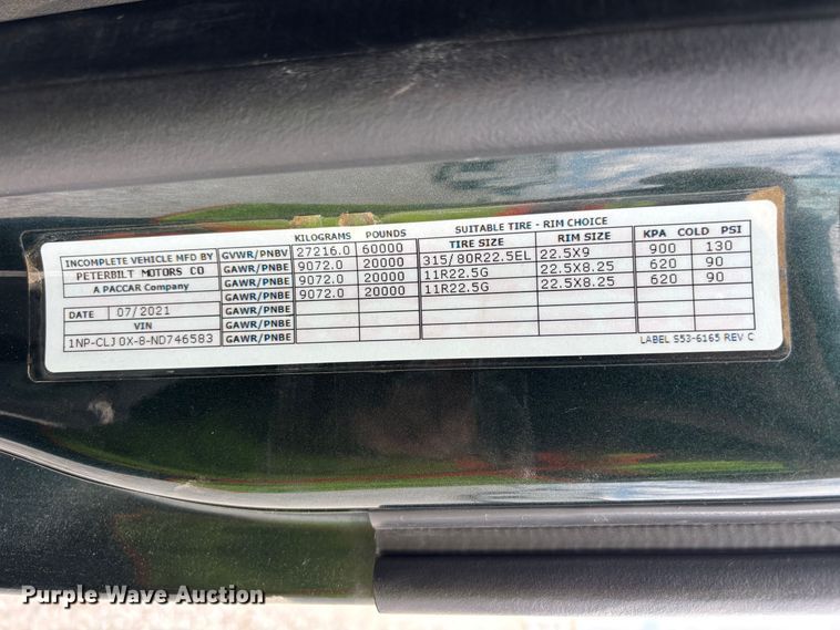 image for item YA3229 2022 Peterbilt 567 dump truck