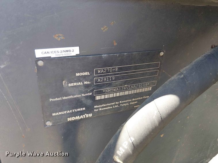 image for item YA3586 2020 Komatsu WA270-8 wheel loader