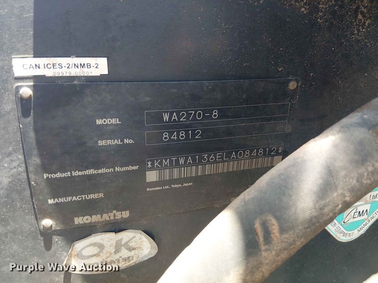 image for item YA3590 2021 Komatsu WA270-8 wheel loader