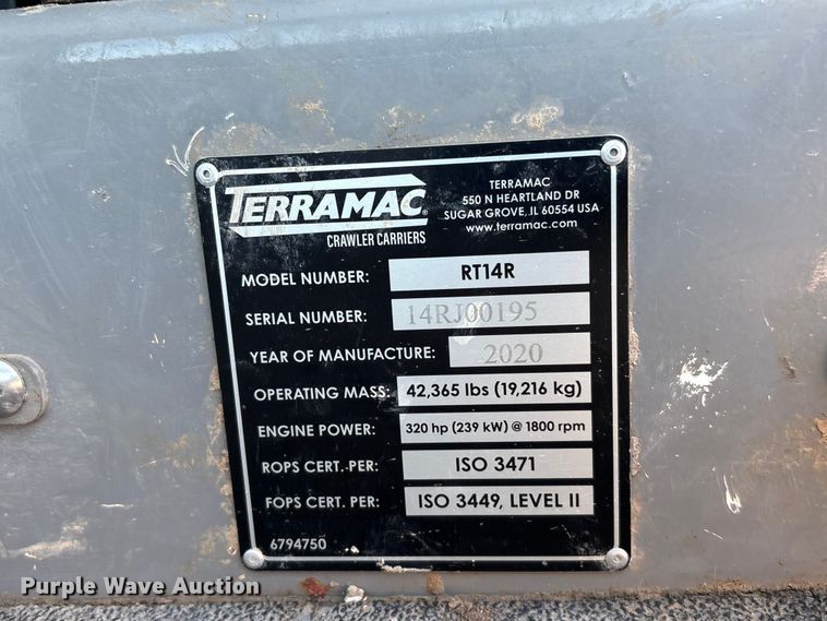 image for item YA3596 2020 Terramac RT14R track carrier