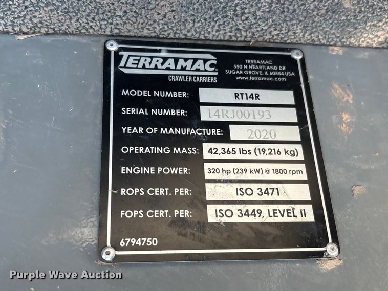 image for item YA3597 2020 Terramac RT14R track carrier