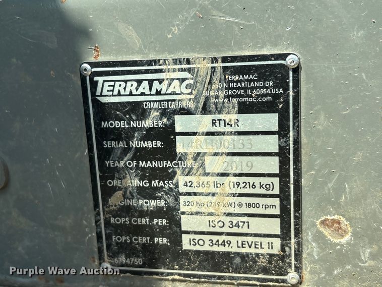 image for item YA3599 2019 Terramac RT14R track carrier