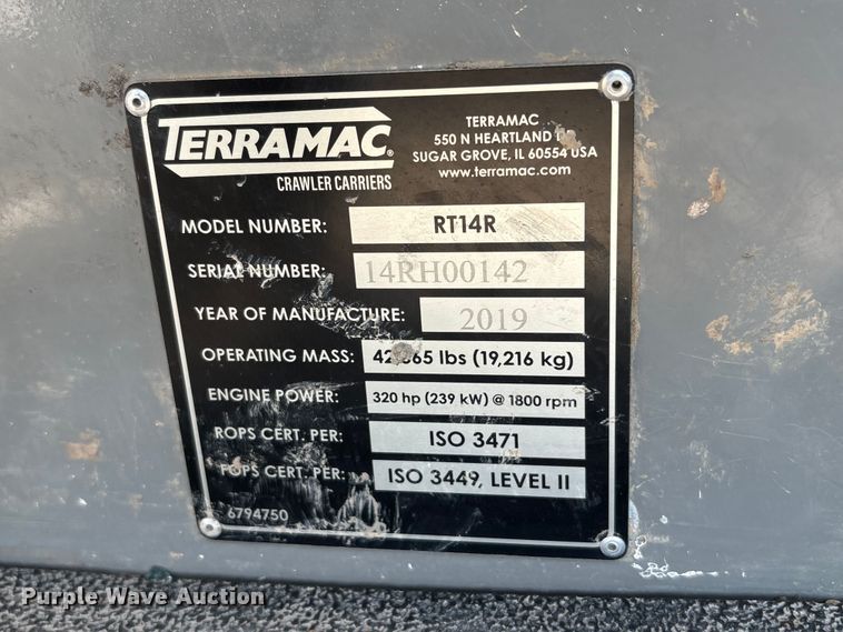 image for item YA3600 2019 Terramac RT14R track carrier