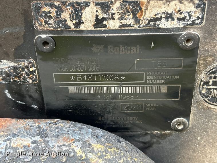 image for item YA3623 2023 Bobcat T86 tracked skid steer loader
