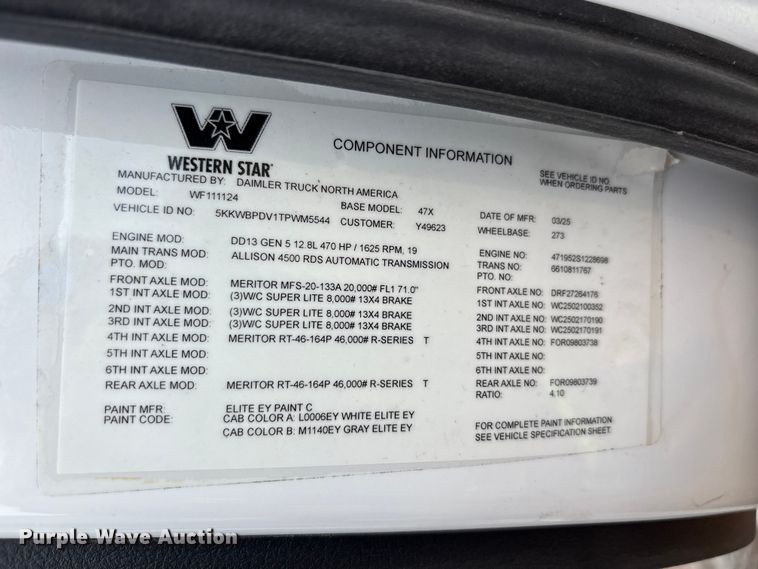 image for item YA3633 2026 Western Star 47X dump truck