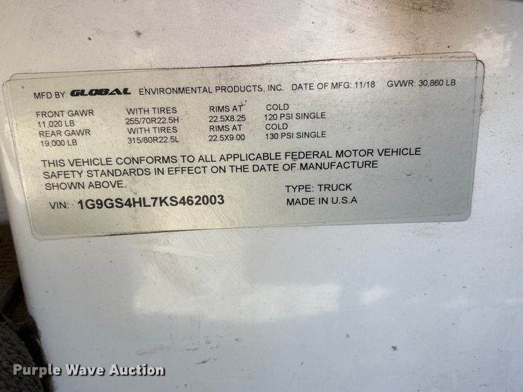 image for item DO5273 2019 Global M4HSD street sweeper truck