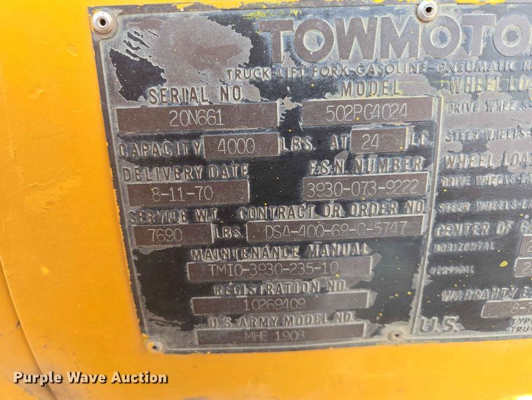 image for item DP8982 1970 Towmotor 502PG4024 forklift