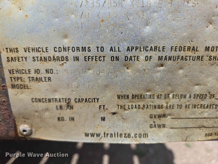 image for item DP8984 2003 Dakota Trail Eze TE24R24 equipment trailer