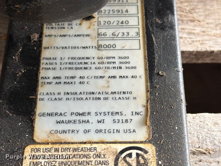 image for item DQ7874 Generac XP8000E generator