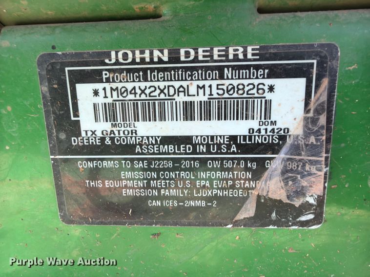 image for item DR1068 2020 John Deere TX Gator utility vehicle