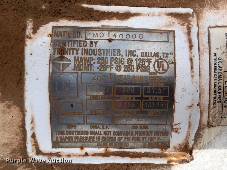 image for item DR1069 2001 Trinity propane Tank
